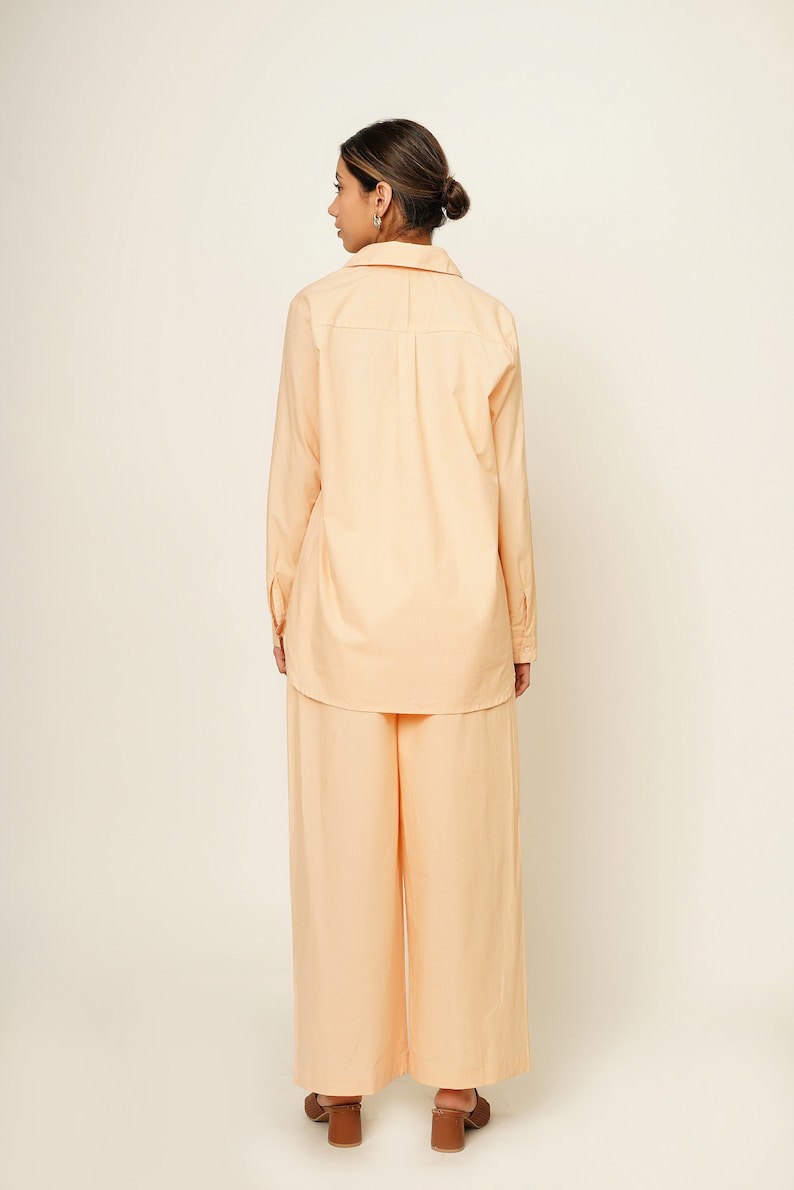 Summer Co-ord set, Organic Cotton, Oversized Shirt and Pants, Smart Comfy Casual Outfit,  Travel Leisurewear