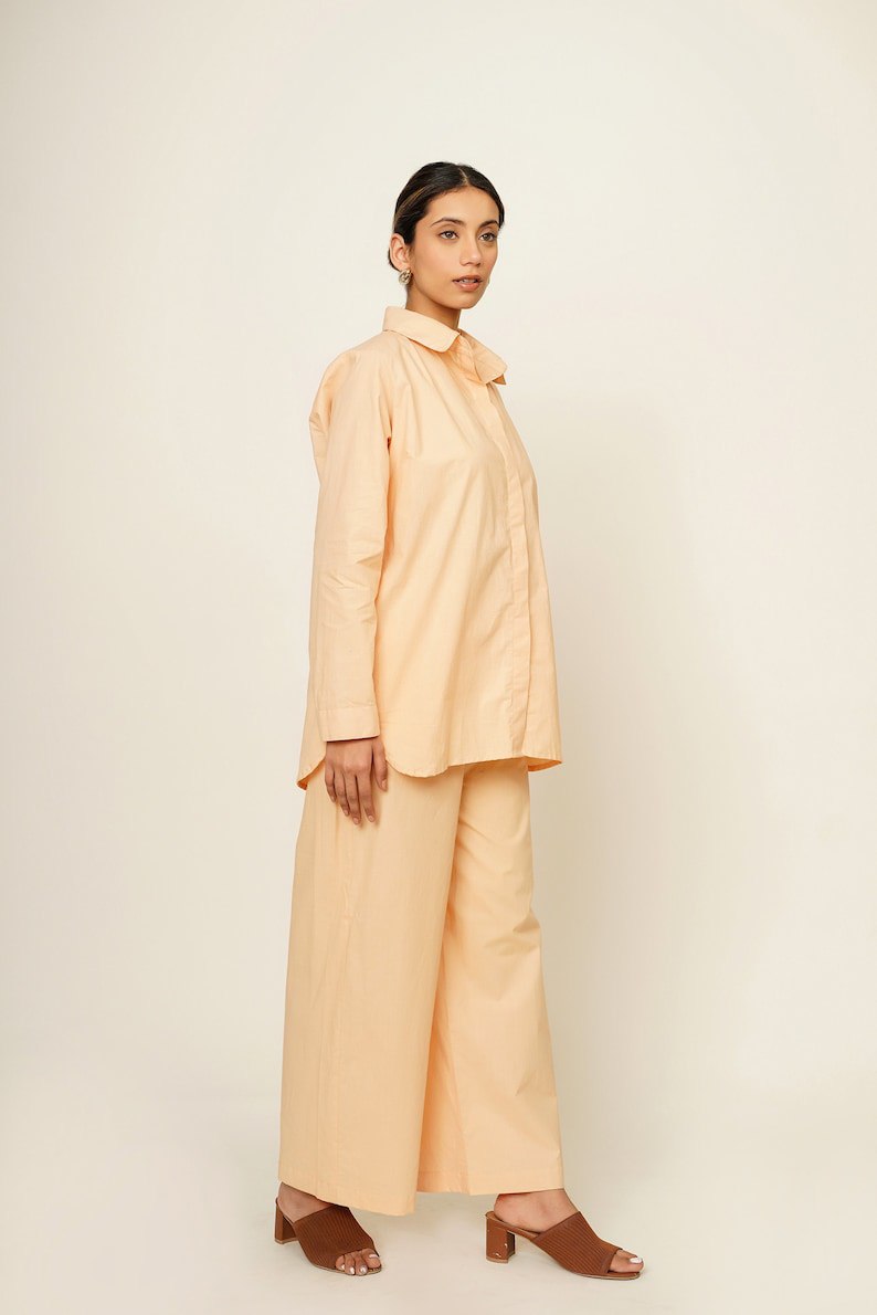 Summer Co-ord set, Organic Cotton, Oversized Shirt and Pants, Smart Comfy Casual Outfit,  Travel Leisurewear