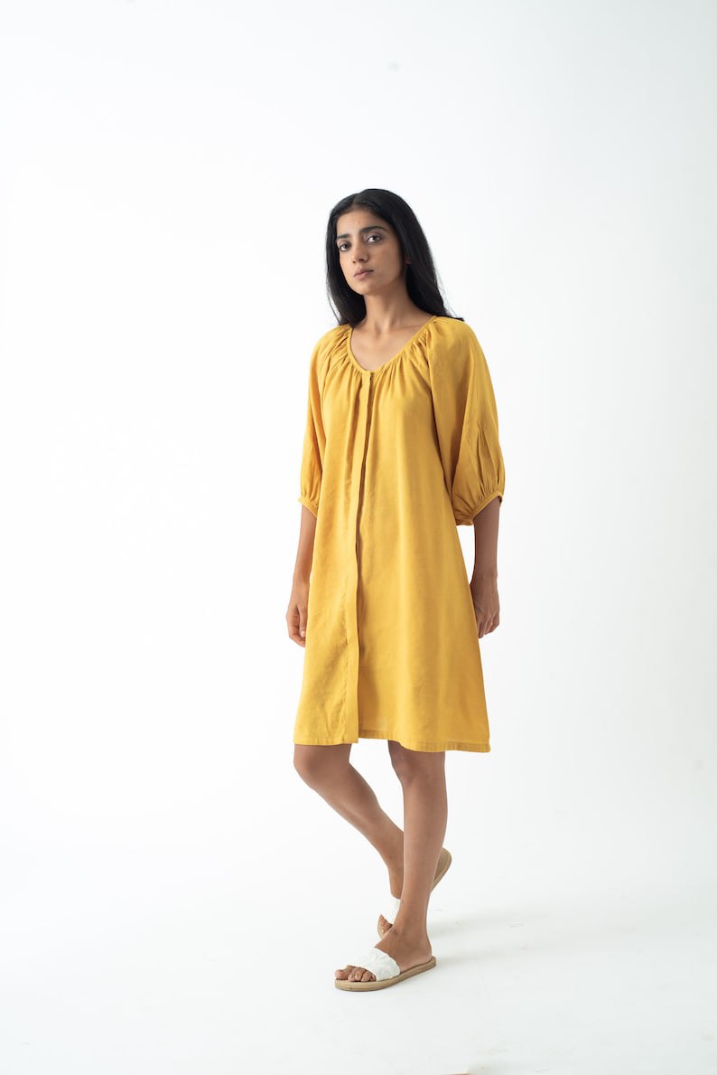 Soft Linen Button Dress, Minimal Dress, Loose & Comfortable Fit, Plus Size, Maternity Dress, Tunic, Pockets